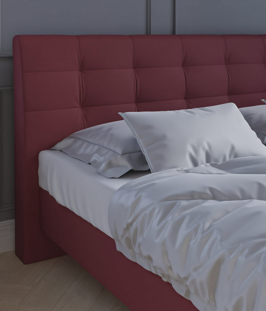 Leder Selene –  Bett Detail L-PunchFeuerrot.jpg