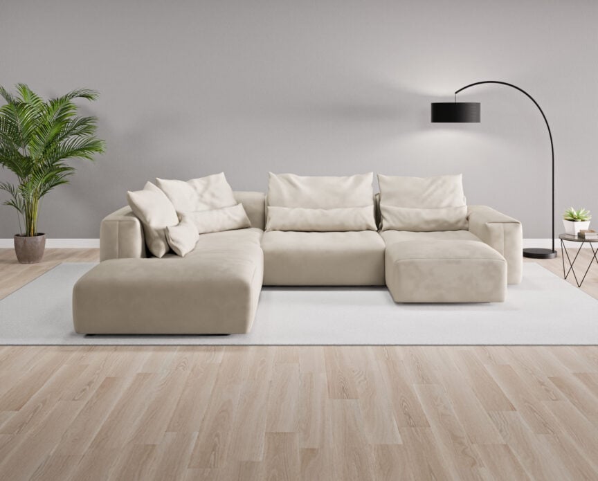 Wohnlandschaft Denver Nr. 1 rechts in Vintage Velours – Beige SODEU01R-01  S-Amour5505  Front.jpg