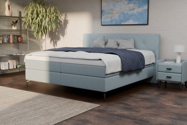 Boxspring-blau- 180×200