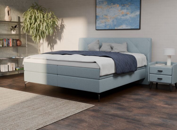 Boxspring-blau- 180×200