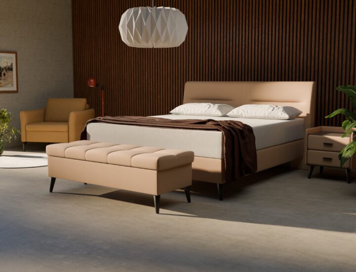 Boxspringbett beige 180×200