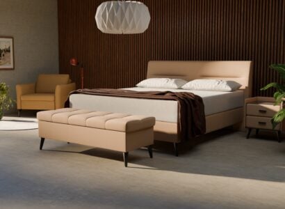 Boxspringbett beige 180×200