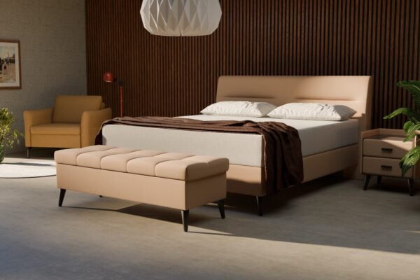 Boxspringbett beige 180×200
