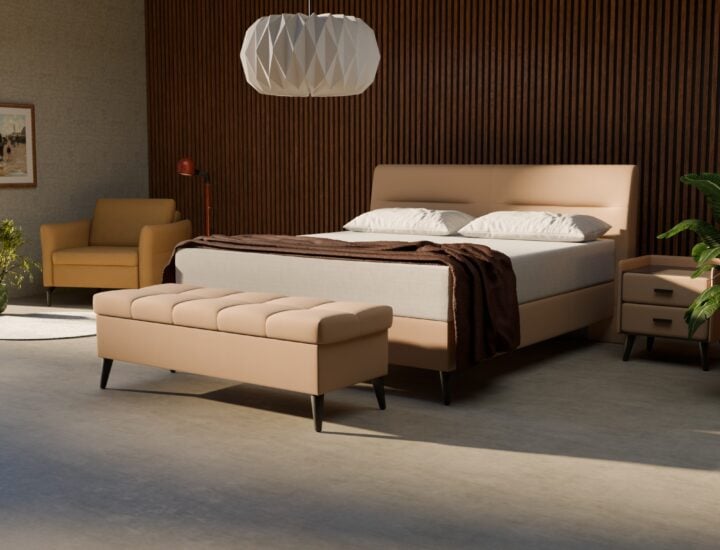 Boxspringbett beige 180×200