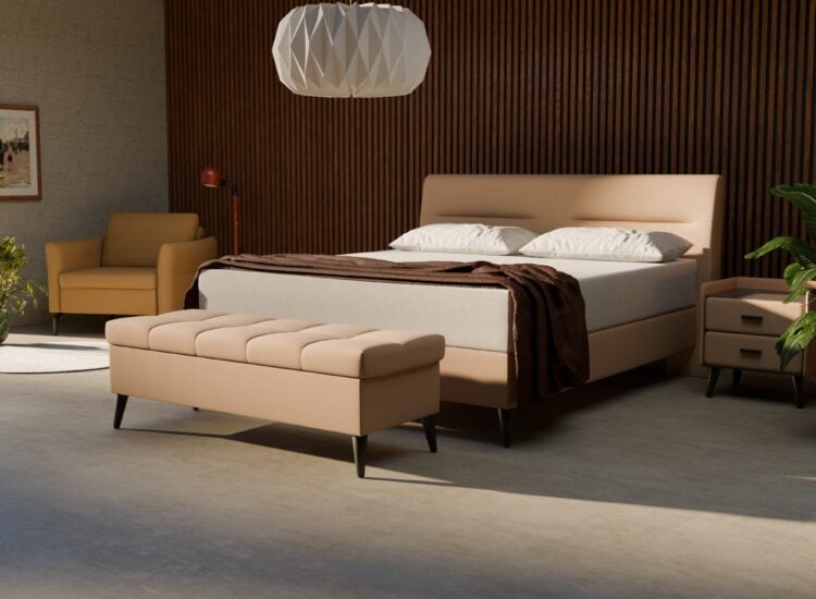 Boxspringbett beige 180×200
