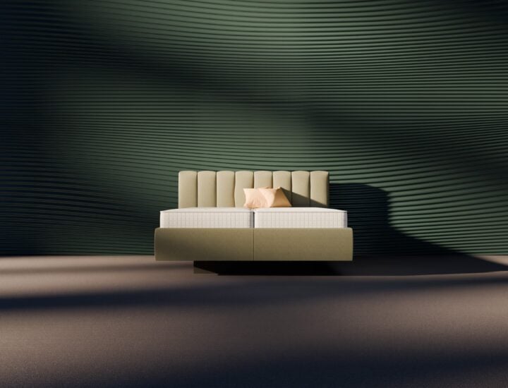 grünes Lattenrostbett mit modern