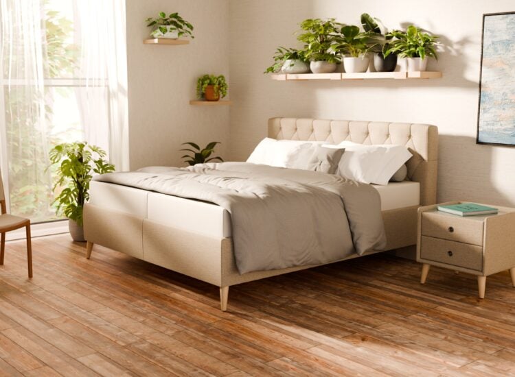 weißes Lattenrostbett mit Stauraum 180×200