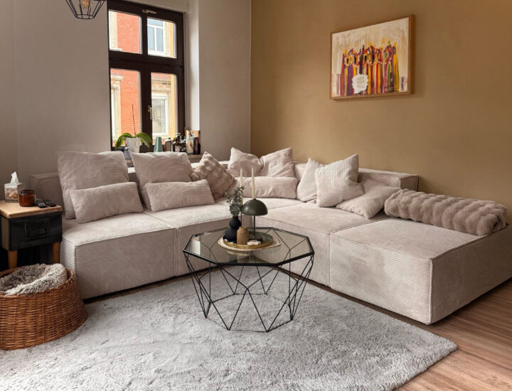 Denver Firm Eck Cord Cremeweiß