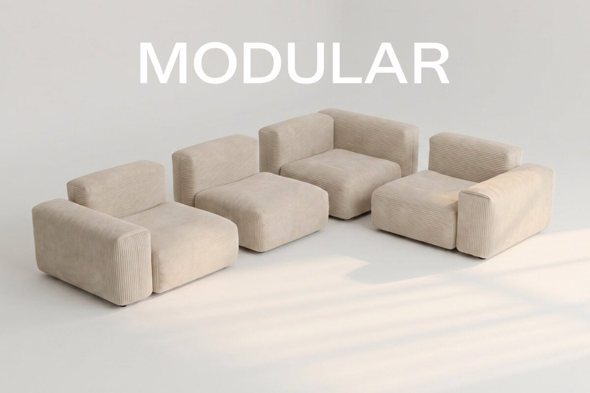 Modulares beiges Sofa, Bigsofa Cord