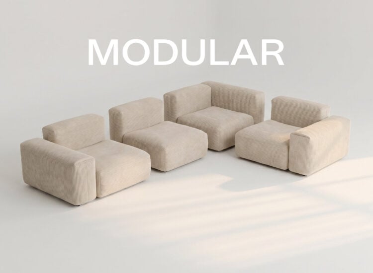 Modulares beiges Sofa, Bigsofa Cord
