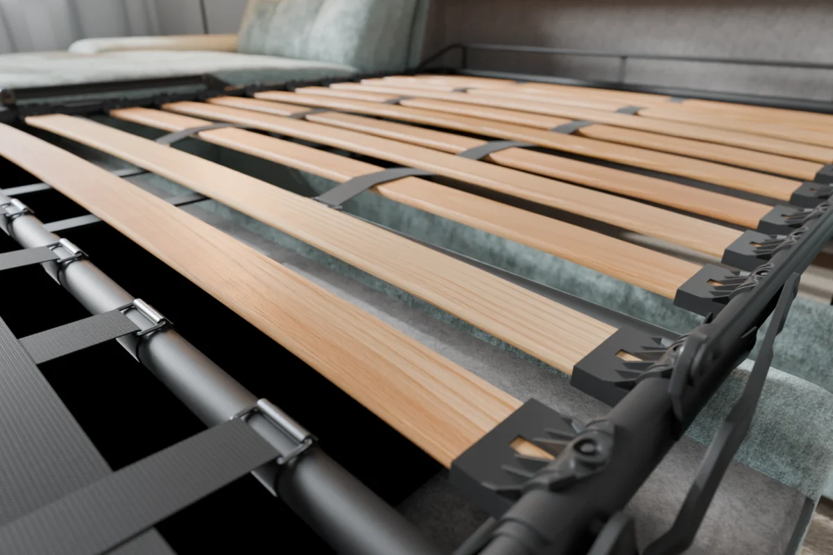 Nairobi Schlafsofa Bettfunktion Vollholz Lattenrost